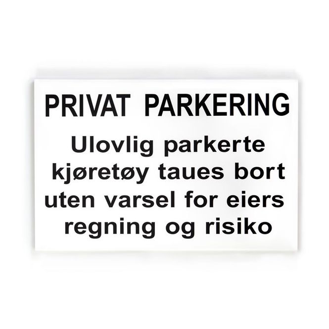 Hovedbilde Privat parkering med undertekst -for stolpe 33x50 ...