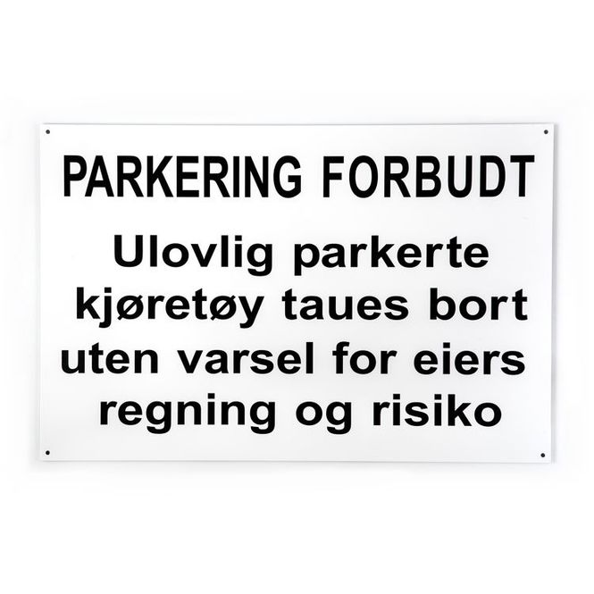 Hovedbilde Parkering forbudt med undertekst -for vegg 33x50 ...