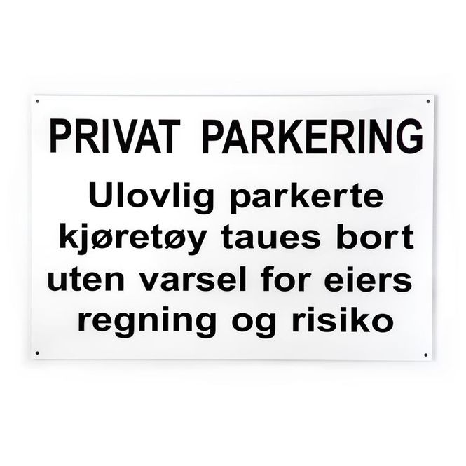 Hovedbilde Privat parkering med undertekst -for vegg 33x50 ...
