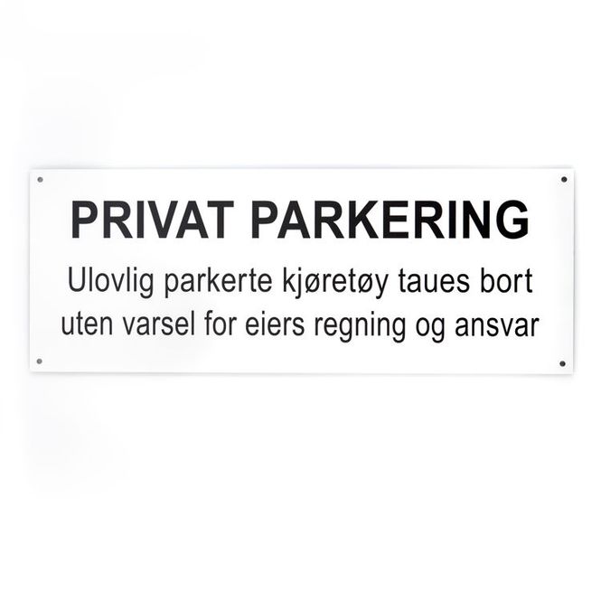 Hovedbilde Privat parkeing med undertekst -for vegg 15x40 cm