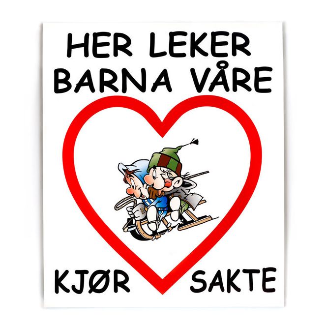 Hovedbilde Her leker barna våre -for stolpe 50x60 cm