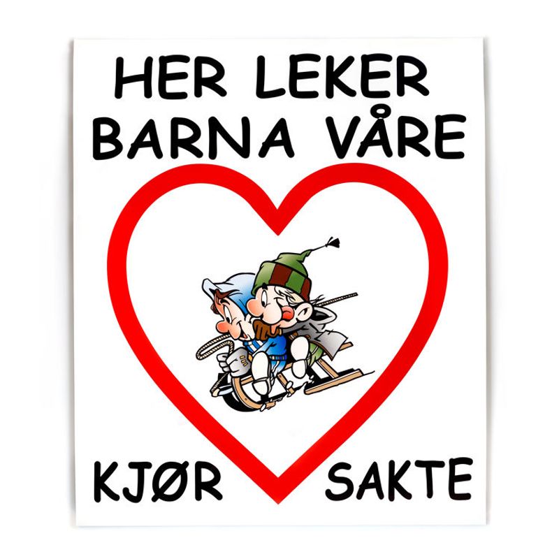 Her leker barna våre -for stolpe 50x60 cm
