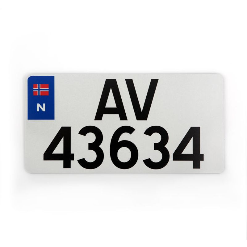 Ekstra bilskilt blått felt reflekterende alu 15x30 cm