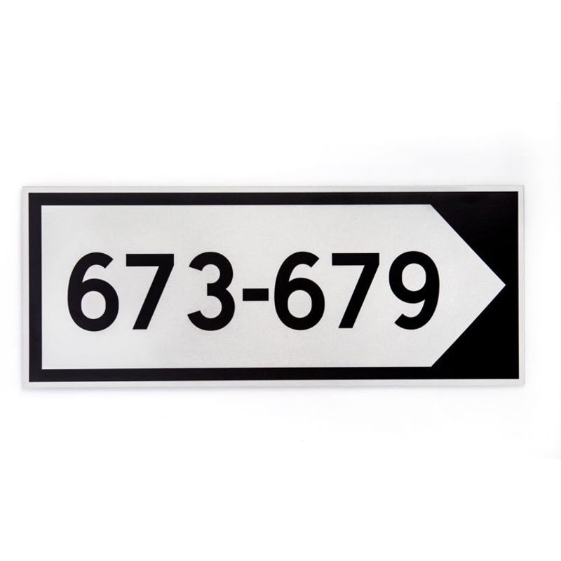 Husnummer på tilvisningsskilt - enkeltsidig  16x40 cm.